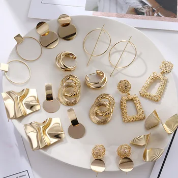 FNIO Moda Vintage Uhani Za Ženske Big Geometrijske Izjavo Zlato Kovin, Spusti Uhani 2020 Trendy Earings Nakit Dodatki