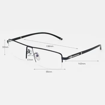 Reven Jate Očala Okvir za Optični Poslovnih Moških Očal Okvir Rx-lahko Recept Semi-Rimless Zlitine Očala Človek Spektakel