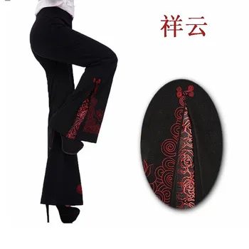 Pomlad Jesen slog Plus Velikost 5XL visok pas, Vezenih kostum split mikro zvočnik Kitajski Slog hlače ženske hlače
