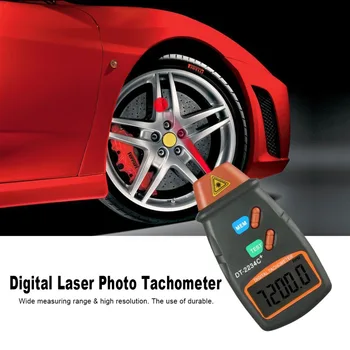 Digitalni Laserski merilnik vrtljajev Brez Kontaktni Elektronski Foto Tahometri 2.5-100000 vrt. / MIN Tach Meter DT-2234C+Z Zrcalni Trak Znamk