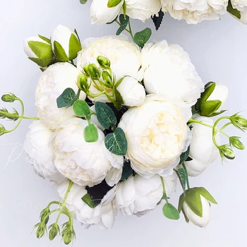Umetni Šopek rož Svile Peony Šopek valentinovo, Darila DIY Doma Poročno Dekoracijo Ponaredek Cvetje Flores Artificiales