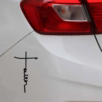 Avto Nalepka Vere Križ Simbol Vere Krščanske PVC Nalepke Art Car Dekoracija Nalepke Nepremočljiva Črna/Bela, 16*9 cm