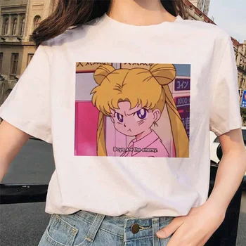 Sailor Moon 90. letih smešno T Shirt Harajuku oblačila Tshirt Estetske mačka Anime Ženske Luštna Ženska T-shirt Kawaii majica s kratkimi rokavi ženske