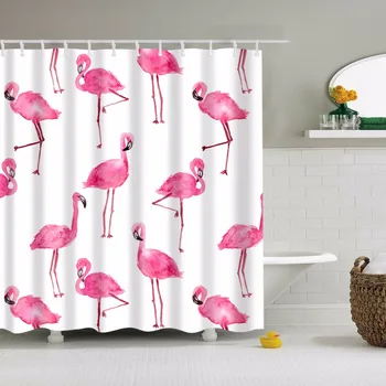 Lep Živali, Pink Flamingo, Tuš Zavese Nepremočljiva Tkanine, Poliester Kopalnica Zaveso, S Trnkov 180x180cm