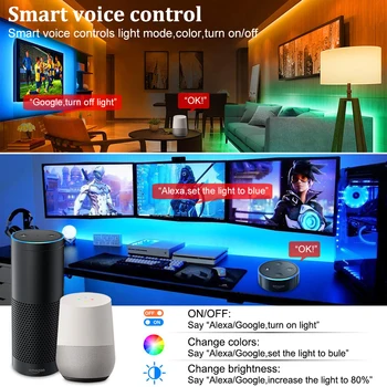 12V Smart 5m 10m 20m 5050 RGB LED Trakovi Luči Set+Transformator+WIFI APP Daljinski upravljalnik za Amazon Alexa Google Pomočnik