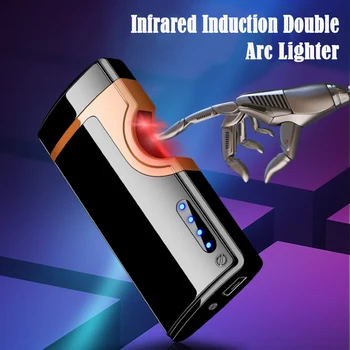 Električni Brezplamensko Sveče Lažji Kajenje Pribor Infrardeči Laser Indukcijske Dvojni Lok USB Polnilne Vžigalniki