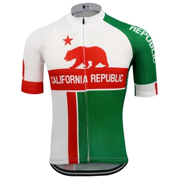 CALIFORNIA REPUBLIKA Kolesarjenje jersey Moški Kratek rokav Kolo jersey Avtocesti kolesarjenje oblačila MTB Dihanje športih na Prostem cestnem