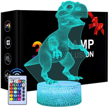 3D Dinozaver Serije 16Colors LED Tabela Namizno Svetilko Daljinskim upravljalnikom Doma Dekoracijo LED Noč Topla Svetloba za Otroke Božično Darilo