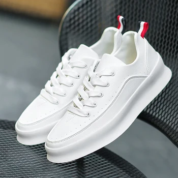 Moška bela priložnostne čevlji odbor čevlji usnjeni debelo dno mehko dihanje skateboard superge modni slog športni copati