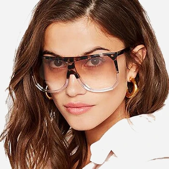Kvadratni letnik ženska sončna očala Prevelik Ravno Top Gradient odtenkih za ženske, Retro ženska sončna očala 2019 Velik Okvir Očal
