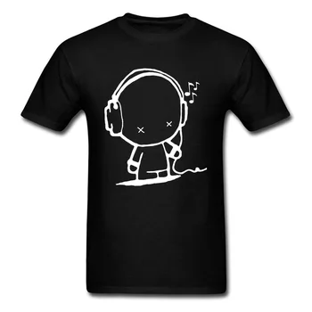 Glasba Slušalke Fant Stranka, T-majice Hip Hop Rock Kawaii Grafiko, Črno Tshirt vrhunska Moda Poletni Moški T-Shirt Nova