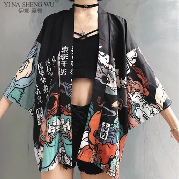 Japonski Slog Valovi Samurai Kimono Ulične Moški Ženske Jopico Japonska Harajuku Anime Haljo Tradicionalna Oblačila 2020 Poletje