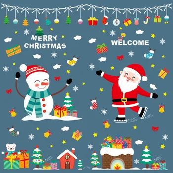 2021 Božični Okraski, Statične Nalepke Nalepke samo za Windows Steklene Ploščice Božič Snežinke Nalepko za Novo Leto Doma Dekor