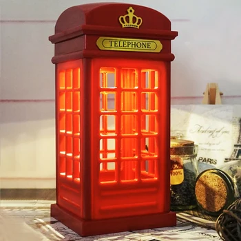 2019 Prenosni Retro London Telefonske Govorilnice USB Noč Lahka Akumulatorska namizne Svetilke Za Dom Spalnica Novo Leto Dekor