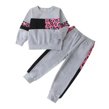 LZH 2020 Pomlad Moda za Malčke Baby Leopard zrn Tiskanja Trenirka Za Baby Dekleta T-shirt majica+Hlače 2Pcs Nastavite Novorojenčka Oblačila Obleko