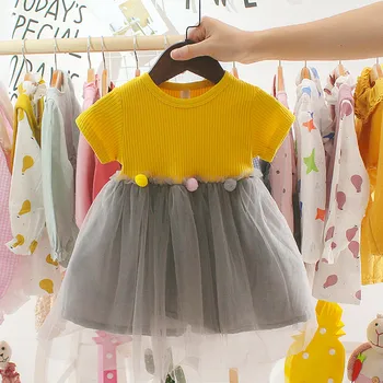 Malčka Otroci Baby Girl Obleke Novorojenega Dojenčka Poletje Kratkimi Rokavi Dekliška Obleka Mozaik Til Priložnostne Princesa Obleke vestido