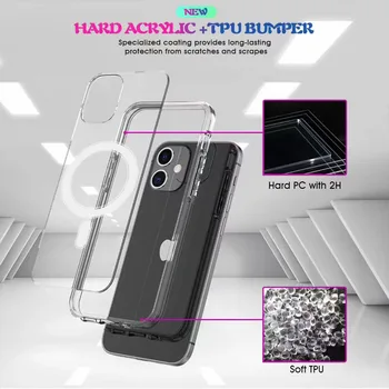 MagSafe Primeru Za iPhone 12 Pro Max Jasno Primeru Težko Zraka Oklep Luksuzni Polno prosojna Zaščita Nazaj Kritje za iPhone 12