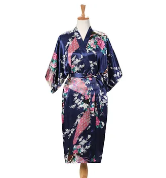 Ženska Svoboden Slog Pižamo Domov Spat Obrabe Čipke Pav Tiskanja Proti-vrat Noč Obleke Japonski Kimono Yukata Kopalno Haljo