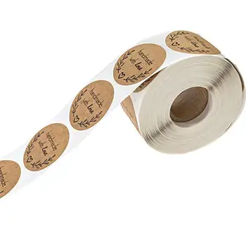 500 Listov/Roll Okrogle Nalepke Ročno Kraft Papir za Embalažo, Nalepke za Sladkarije Vrečko Darilo Polje Pakiranje Vrečko Poroko Zaradi Nalepke
