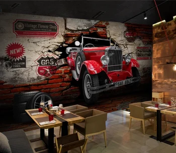 WELLYU 3D velikosti po Meri Retro vintage avto avto je zdrobljen steno restavracija restavracija v ozadju stene