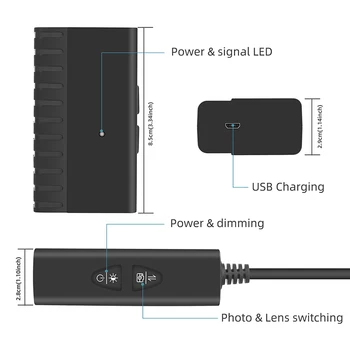 8 MM Dual Camera Brezžični Endoskop 2.0 MP WiFi-Pregledovalna Kamera IP67 Kača Cevi Fotoaparat s 6 Led za IOS Huawei Samsung