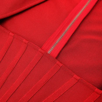 Plus Velikost XL Ženske Pozimi Slog Seksi Dolgimi Rokavi Rdeče Zadrgo Bodycon Povoj Obleko 2020 Eleganten Večer Stranka Obleko Vestidos
