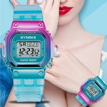 SYNOKE Edinstven Design Ženske Digitalne Ure Moda vodoodporna LED Unisex Watch Nepremočljiva Dame Elektronski Relogio Feminino