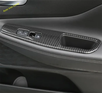 Lapetus Auto Dodatki Armrest Steklo Dvignite Gumb Plošča Pokrov Trim Fit Za Hyundai Santa Fe 2019 2020 Ogljikovih Vlaken Videz