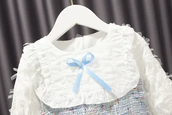 Pomlad Jesen Baby Girl ' s Sladko Lok Dolgo Sleeved Obleko Modne Dojenčke Ruffles Plesti Sveže Princesa Obleko Otroci