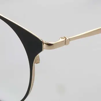 YOUTOP Žensk Krog Retro Cat-eye iz Nerjavečega Jekla Elegantna Očala na Recept Optična Očala Okvirji za Očala S6813
