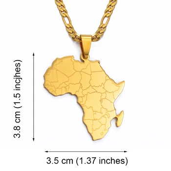 Anniyo Afriki Zemljevid Obesek Ogrlice Ženske, Moške,Afriški Nacionalni Nakit Afriški Državi Zemljevid Zastavo Zlato Barvo Nakita #130821