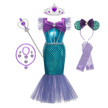 Dekleta Princesa Obleko Sequins Deklica Kostum Modno Dekleta Obleke Otroci Obsega Plaži Stranka Obleko Cosplay Halloween