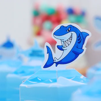 Shark Rojstni Dan Dobave Dekoracijo Korist Škatle Slamic Korist Vrečke Za Enkratno Uporabo Skodelice, Vabila Torto Zgornji Del Nalepke Steklenico