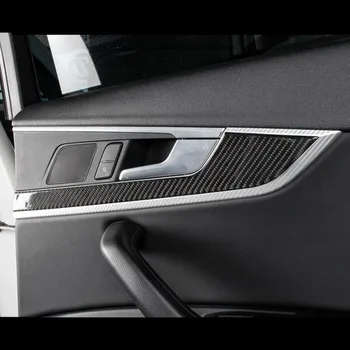Ogljikovih Vlaken Notranja Vrata Plošča Dekorativni Pokrov Trim Za Audi A4 B9 2017-2019 Avto Styling Vrat Ročaj Nalepke Auto Dodatki