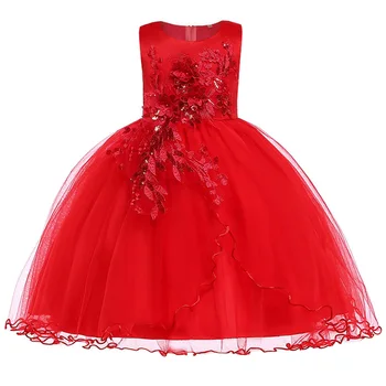 Otroci Roža punca Obleke za Dekleta Vezenje Žogo Obleke Baby dekle, Princesa Poročno zabavo Kostume, otroška oblačila Božič