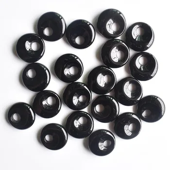 Dobra kakovost naravnih črni oniks gogo krof čare obeski kroglice 18 mm za nakit, izdelava Debelo 20pcs/veliko brezplačna dostava