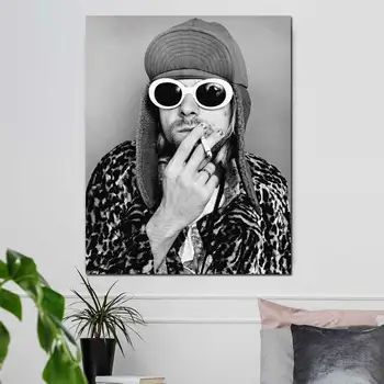 Kurt Cobain Plakat Rock Glasbe je Pevka Star Band Stenskih slikah, Plakatov in Fotografij, Platno za Slikarstvo Sobi Doma Dekor