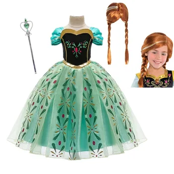 Ana Dekleta Obleko za Otroka Otroci Sneg Kraljica Kostum z Lasuljo Krono Otrok Rojstni dan Princesa Obleke Halloween Obleko