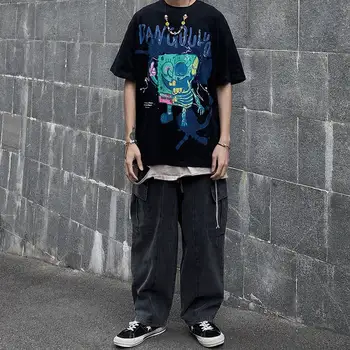 2020 Harajuku T-shirt majice moške majice s kratkimi rokavi Harajuku Smešno Tiskanja Tshirt Moški Hip Hop Bombaž Ulične Tee Shirt Homme Vrhovi tees