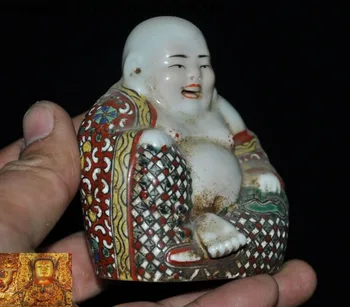 Poroka dekoracija Kitajski Budizem Wucai porcelana glaze bogastvo Vesel smeh Maitreja Buda kip