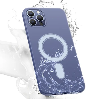 Magnetna Tekočina Silikonsko Ohišje Za iPhone 12 11 XS Pro Max XR X 12 Mini Shockproof Mehko Kritje za iPhone 12Pro Mag varno Primeru Capa