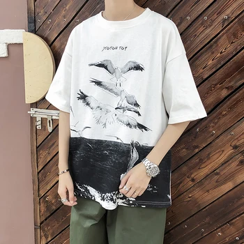 Poletje Nova Majica moška Moda Natisnjeni Priložnostne Kratka sleeved Tshirt Moški Ulične Trend Divje Hip-hop Svoboden Bombaža T-shirt