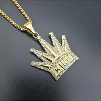 Novo prispeli Moških Hip hop 316L iz Nerjavečega Jekla Kralj Krone obesek ogrlice Modni moški Hiphop ogrlica nakit darila