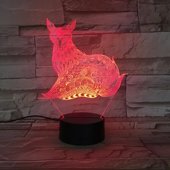 3D Fox Lučka LED Nočne z Dotik namizne Svetilke kot Otroci Darila 7 Barve Spremenijo Dom Stranka Dekor USB Ali Polje Baterije Ponudbe