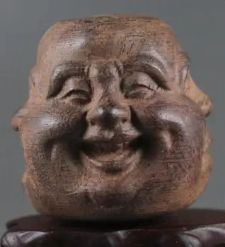 Izdelati Kitajski dekorativni ročne lesene Štiri Obraze Budizem Bude, Kip glave