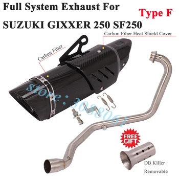 Celoten Sistem motornega kolesa, Izpušni Pobeg Dušilec Za SUZUKI GIXXER 250 SF250 Spremeniti Spredaj Povezavo Cevi iz Ogljikovih Vlaken Glušnika DB Killer