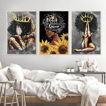 Afrika Seksi Kraljica Črna Ženska Pokončni Plakat In Tiskanje Wall Art Povzetek Platno Barvanje, Tiskanje Dekor Slike Dnevna Soba Darilo