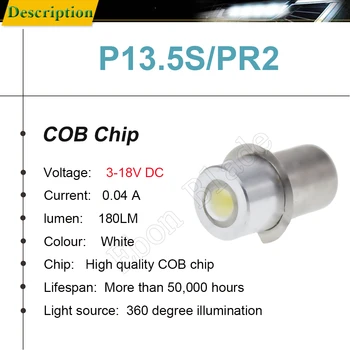 1PCS P13.5S PR2 High Power LED Nadgradnjo Žarnica za Maglite Zamenjava Žarnice Led Pretvorbo Komplet za Svetilke Svetilke 3V-18V 3V 6V