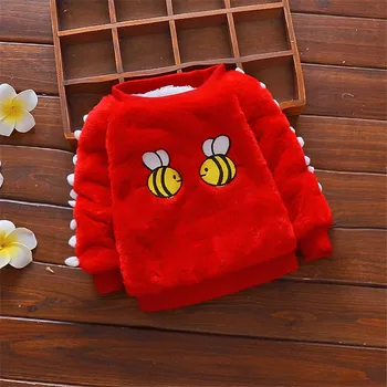 ExactlyFZ 2018 Pozimi baby dekle Risanka čebel puloverji Malčka Dekle z Dolgimi Rokavi Priložnostne Zgostitev Plus žamet topla Oblačila