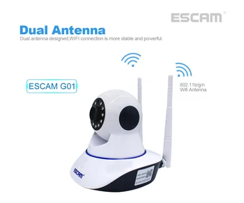 ESCAM G01 HD 1080P 200W Dvojno Anteno Pan/Tilt WiFi IR Brezžična IP Kamera Podpira ONVIF dvosmerni Pogovor Night Vision